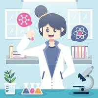 Female Scientist During Work in Lab vector