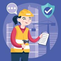 mujer de construcción centrada en el personaje vector