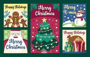 Merry Christmas Social Media Template Set vector