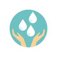 manos con gotas de agua ecología vector