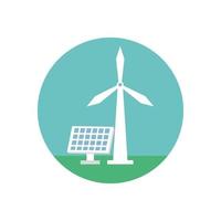 windmill and panel solar energy environmental vector
