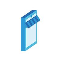 smartphone with parasol isometric style icon vector