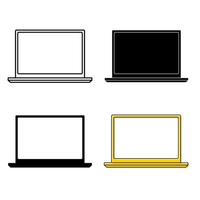 Laptop icons. Thin frame notebook or ultrabook. Simple flat symbol of laptop computer. Handheld computer icons. Outline and glyph illustration vector