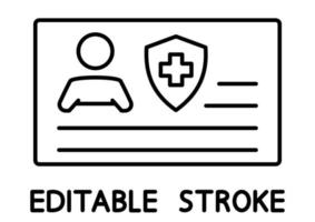 Vaccination certificate against covid-19 with shield icon. Medical card or passport for travel or shopping in time pandemic. Immune card. Immunization concept. Editable stroke. Vector