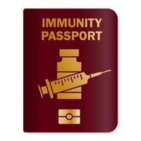 Immunity passport. Vaccinated health passport. Paper document to show that a person has been vaccinated with the Covid-19 vaccine. Immunity paper document from coronavirus vector