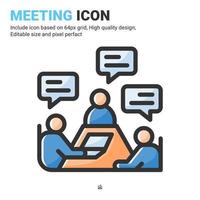 Meeting icon vector with outline color style isolated on white background. Vector illustration presentation sign symbol icon concept for business, finance, industry, company, apps, web and all project