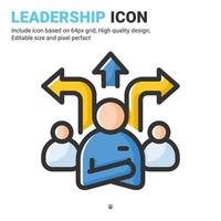 Leadership icon vector with outline color style isolated on white background. Vector illustration leader sign symbol icon concept for digital business, finance, industry, company, apps and all project