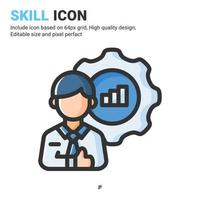 Skill icon vector with outline color style isolated on white background. Vector illustration competence sign symbol icon concept for digital business, finance, industry, company, apps and all project