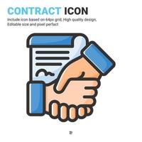 Contract icon vector with outline color style isolated on white background. Vector illustration agreement sign symbol icon concept for business, finance, industry, company, apps, web and all project