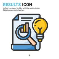 Results icon vector with outline color style isolated on white background. Vector illustration result sign symbol icon concept for digital business, finance, industry, company, apps, web and project