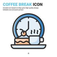 vector de icono de pausa para el café con estilo de color de contorno aislado sobre fondo blanco. ilustración vectorial concepto de icono de símbolo de signo de ruptura para negocios digitales, finanzas, industria, empresa, aplicaciones y proyectos