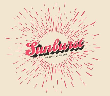 Retro sunburst vector isolated design elements. Fireworks vintage illustration.