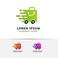 fast shopping bag icon design stock. happy shop logo design template. vector