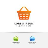 online shop logo design vector icon. shopping basket logo design