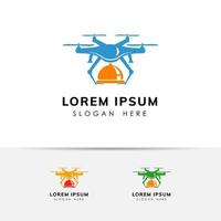 food drone delivery logo design template vector