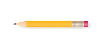 Yellow pencil on white background with soft shadow. Vector. vector