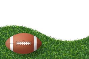 American football ball on green grass texture background. Vector. vector