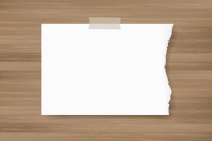 Ripped paper background stick on wood texture. Vector. vector