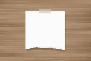 Ripped paper background stick on wood texture. Vector. vector