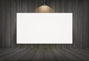 White canvas frame in dark room space background. Vector. vector