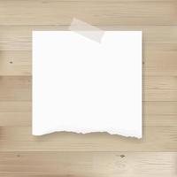 Ripped paper tag background on wood texture. Vector. vector