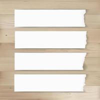 Ripped paper tag background on wood texture. Vector. vector