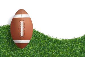 American football ball on green grass texture background. Vector. vector