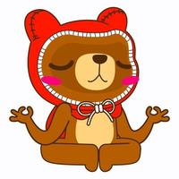 cute bear vector illustration, red hood bear doing yoga