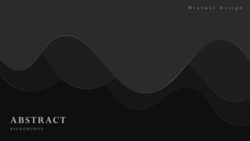 Abstract Gray Black Geometric Dynamic Wave Background Design. Black Liquid Melt Papercut Style Design Background vector