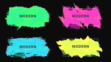 Conjunto de plantilla de diseño de marco de pintura de salpicaduras abstracto colorido moderno vector
