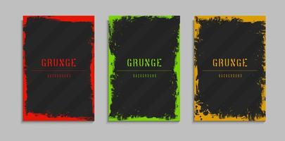 Set Of bright Color Grunge Frame Design In Stripes Gray Background. Good For Banner, Frame Or Poster vector