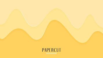 Minimal Abstract 3d Soft Yellow Liquid Papercut Style Background Design vector