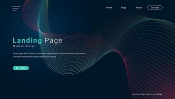 Modern Abstract Colorful Dynamic Wavy Lines Design In Dark Background For Landing Page, Website Or Banner Template vector