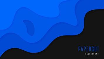 Abstract Smooth Dynamic Bright Blue Waves In Black Background vector