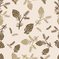 seamless pattern pine tree leaves and fruit vector