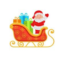 Santa Claus with gifts rides in a sleigh. New Year theme. Anti-stress toy. Vector illustration