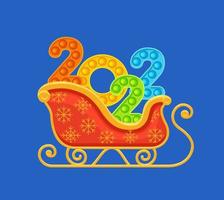 Sleigh of Santa Claus with numbers of the new year 2022. Anti-stress toy. Vector illustration