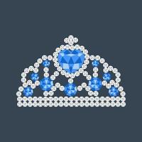 Princess crown with blue gems. Vector illustration