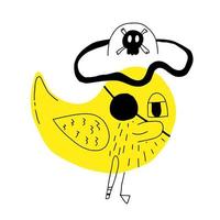 pato de baño pirata, dibujado a mano, ilustración vectorial vector