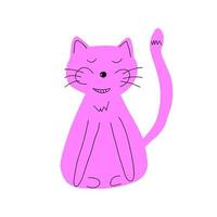 Vector hand drawn cute cat. Isolated illustration on white background, doodle.