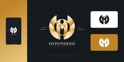 Abstract and Luxury Initial Letter H and O Logo Design with Wings in Gold Gradient. HO or OH Monogram Logo Design. Graphic Alphabet Symbol for Corporate Business Identity vector