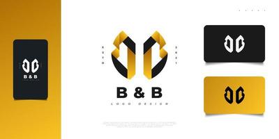 Diseño de logotipo abstracto y elegante letra inicial by b en estilo negro y dorado. Logotipo, icono o símbolo del monograma bb. símbolo del alfabeto gráfico para la identidad empresarial corporativa vector