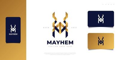 Abstract and Elegant Initial Letter W and M Logo Design in Blue and Gold Gradient. WM or MW Monogram Logo, Icon or Symbol vector