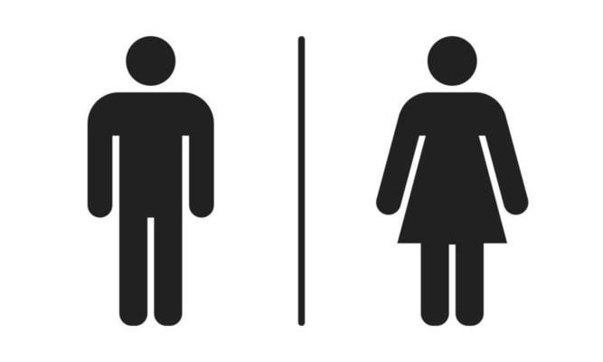 Men Only Bathroom Door Sign with Male Gender Symbol and Text White on Blue