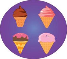 Set of ice cream, Flat vector cone icons