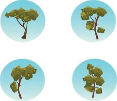 colección de ilustraciones de árboles de estilo plano, arte vectorial de conjunto de iconos de árbol, se puede utilizar para ilustrar cualquier trabajo de naturaleza o estilo de vida saludable. vector