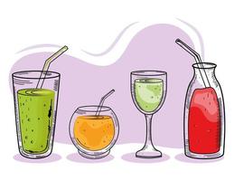 bundle of four drinks set icons vector