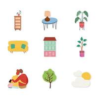 bundle of nine family members and set icons vector