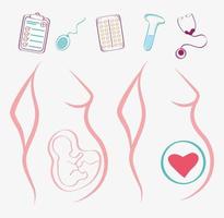seven pregnancy icons vector