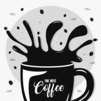 Letras de bebida de café en taza y splash vector